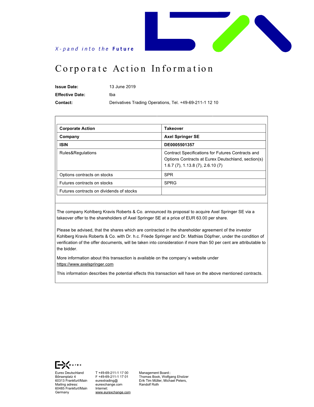Corporate Action Information
