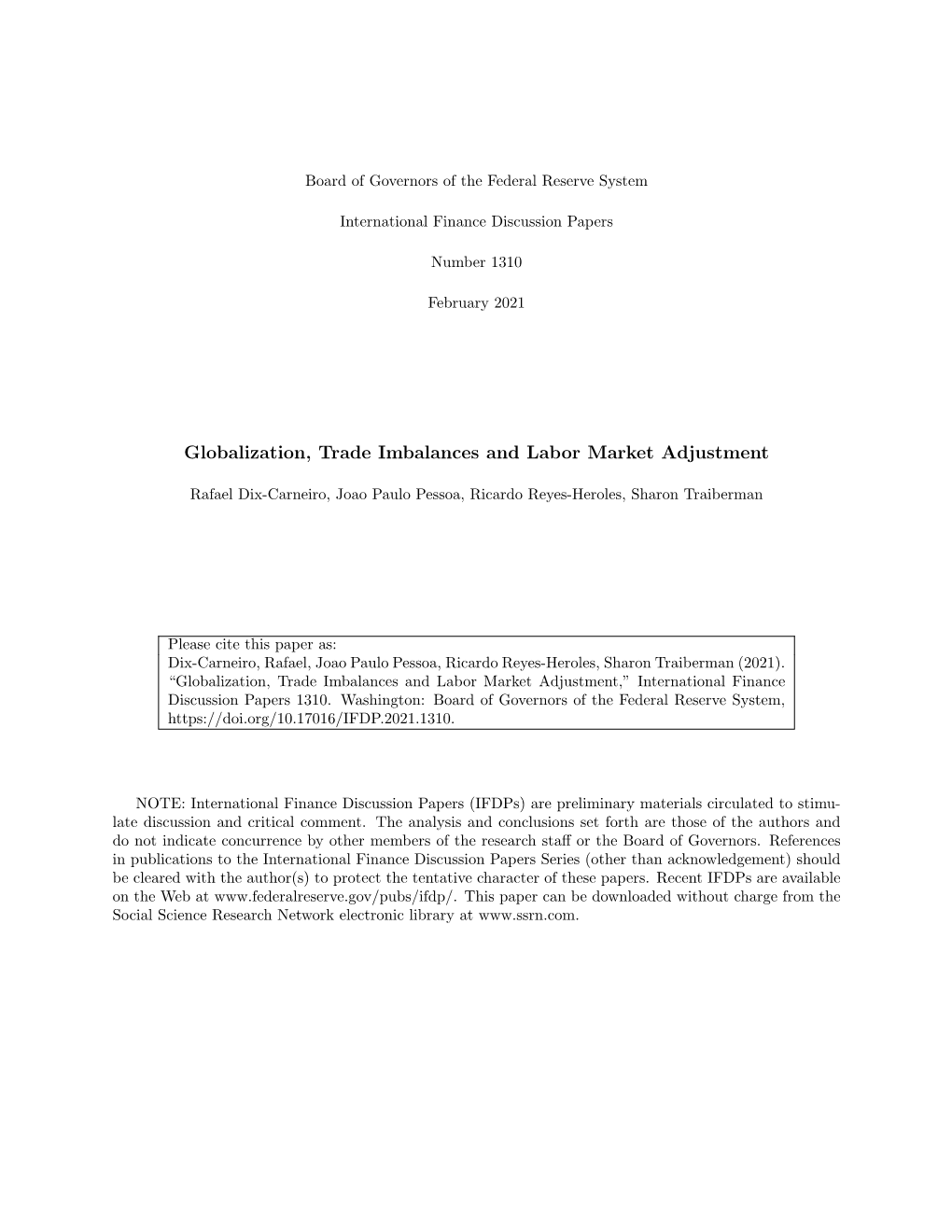Globalization, Trade Imbalances and Labor Market Adjustment