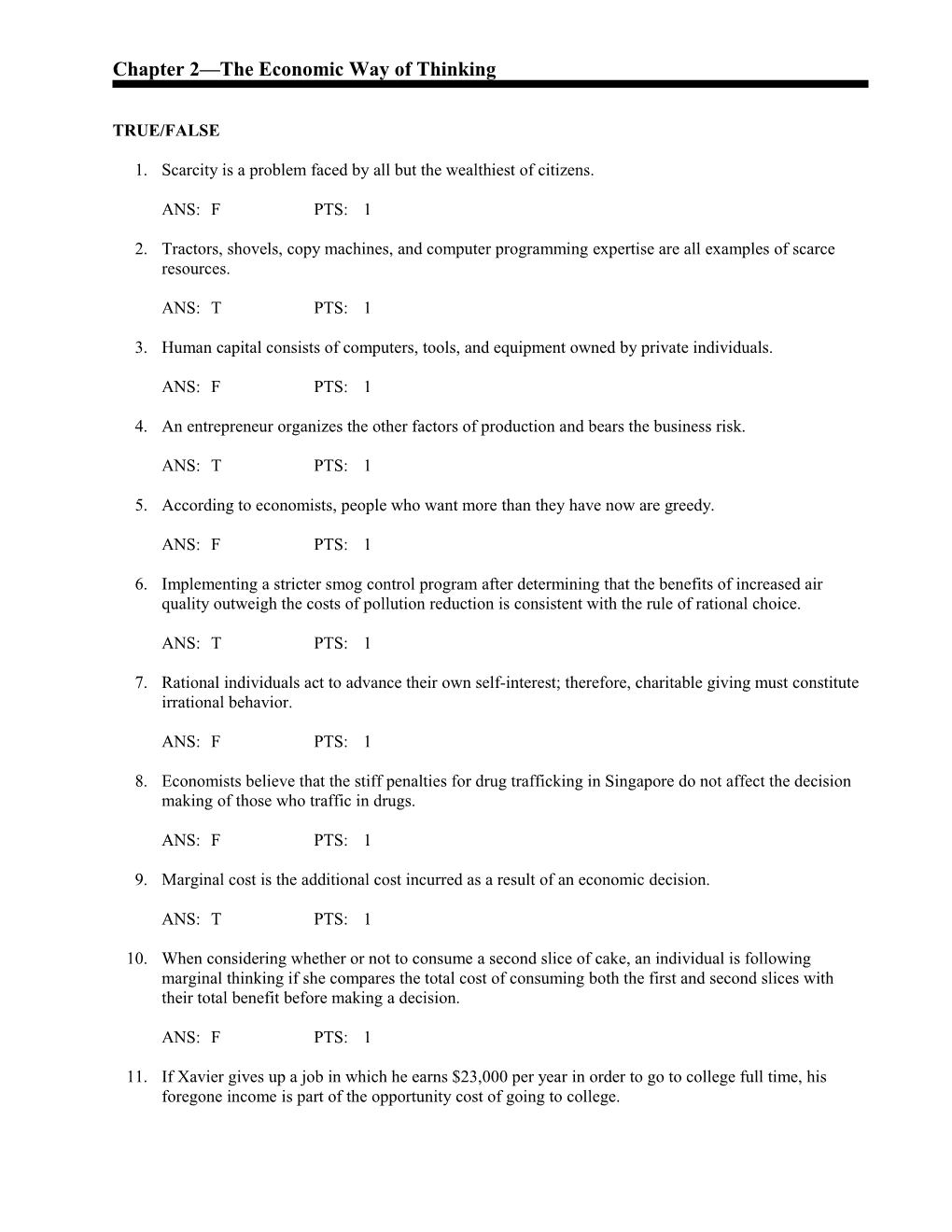 Chapter 2 the Economic Way of Thinking