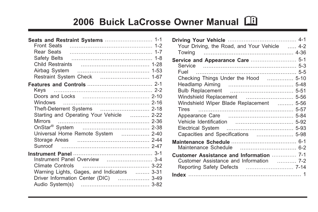 2006 Buick Lacrosse Owner Manual M