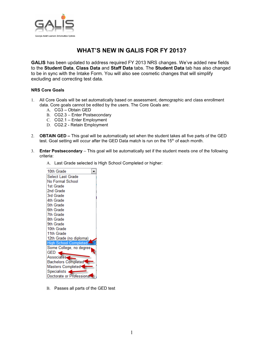 What S New in Galis for Fy 2013?