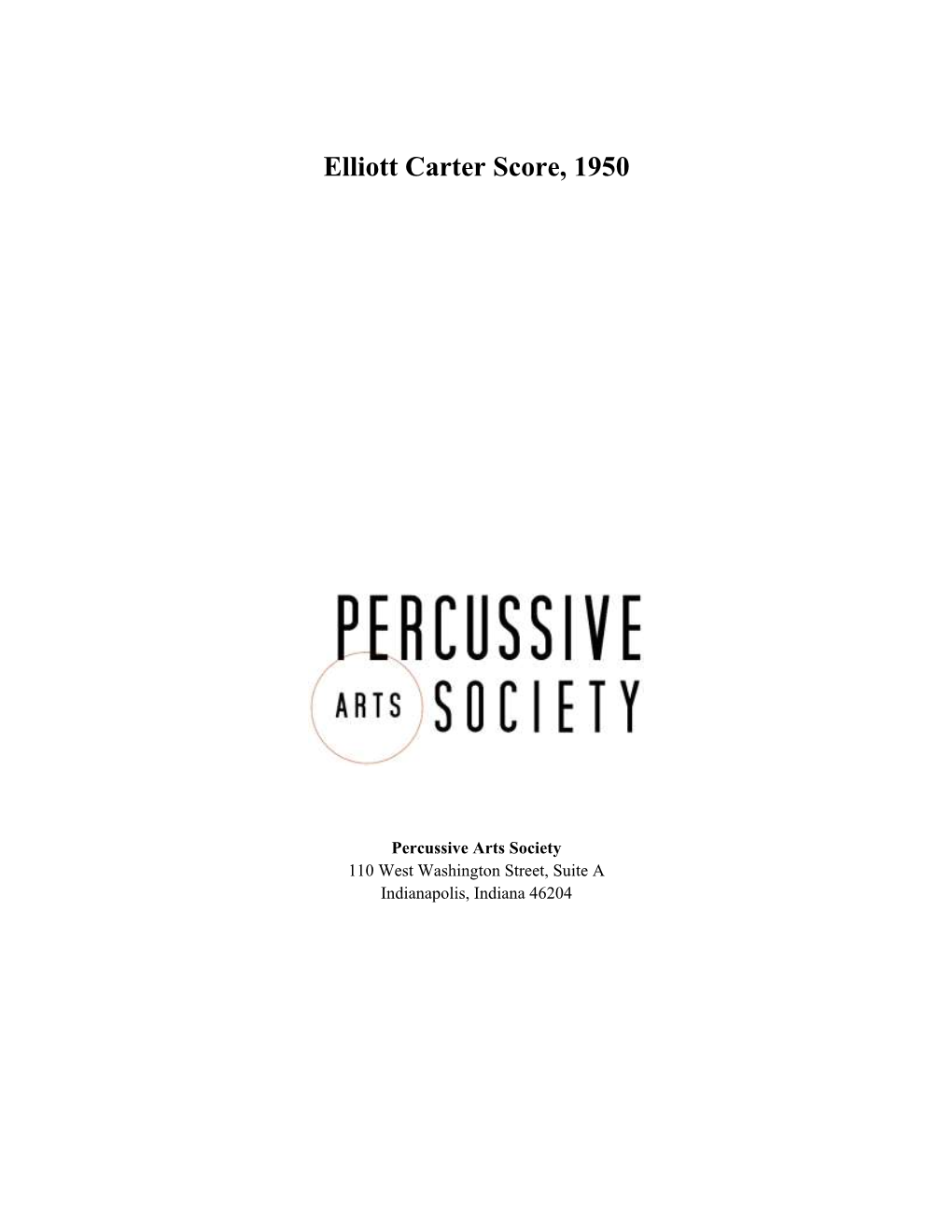 Elliott Carter Score, 1950