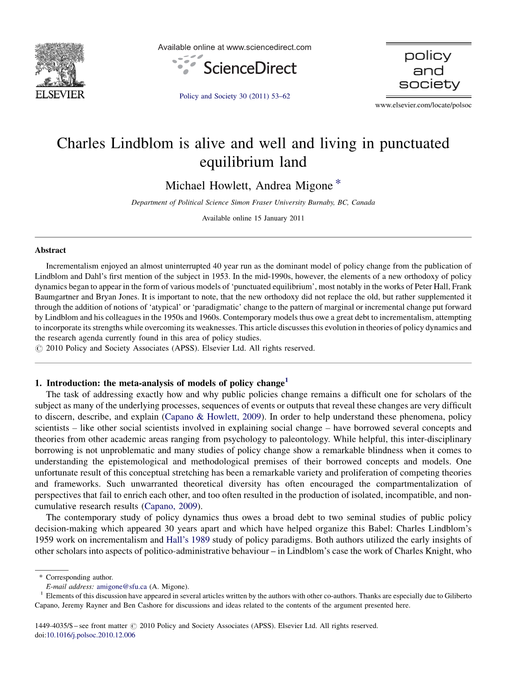 Charles Lindblom Is Alive and Well and Living in Punctuated Equilibrium Land