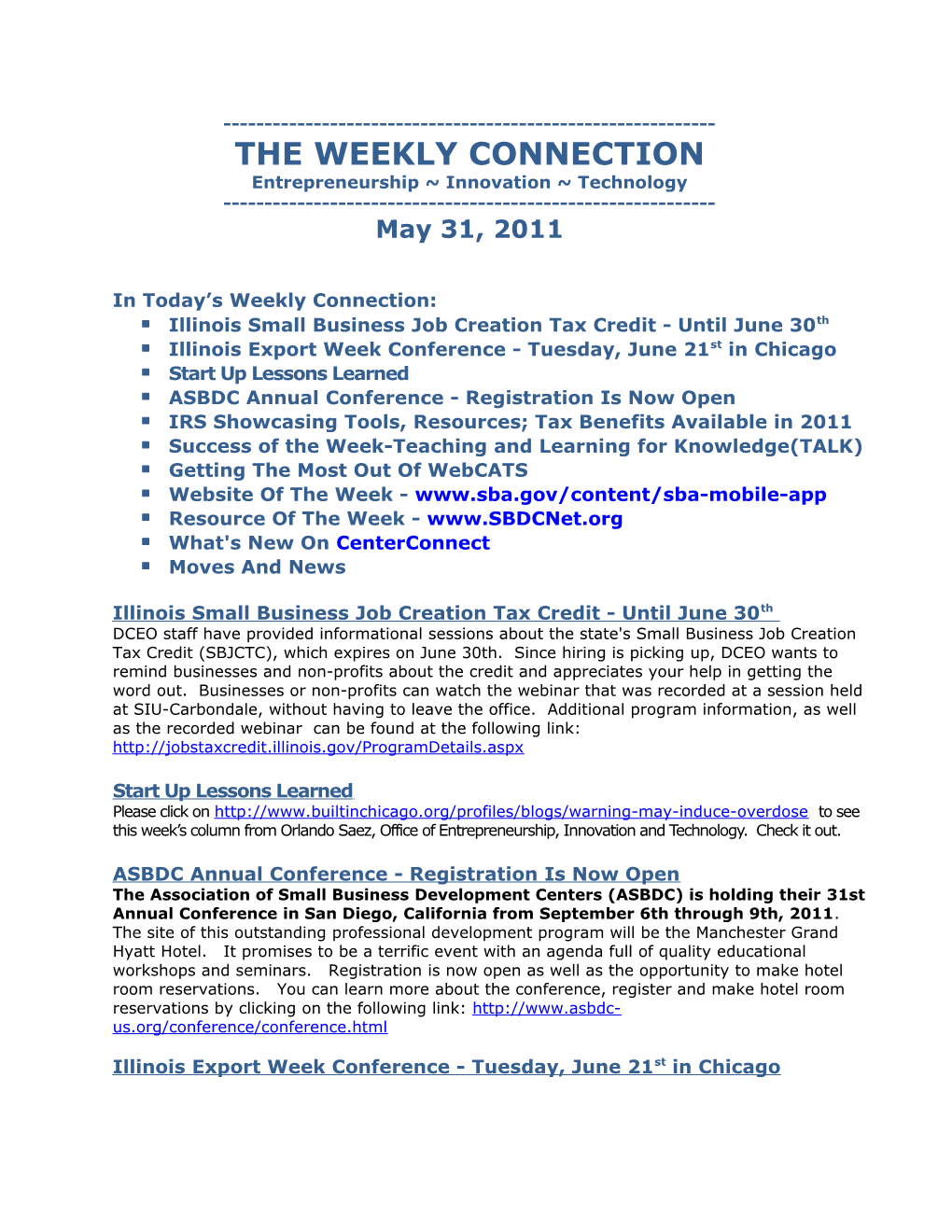 The Weekly Connection s1