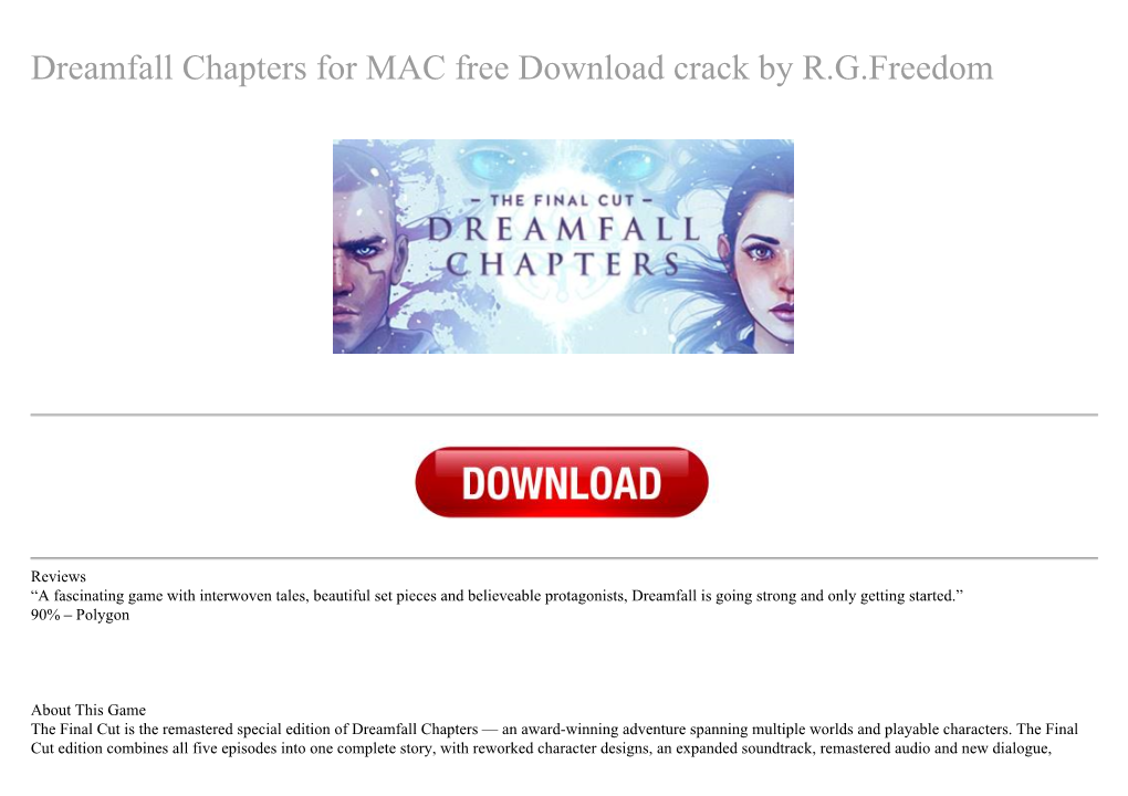 Dreamfall Chapters for MAC Free Download Crack by R.G.Freedom