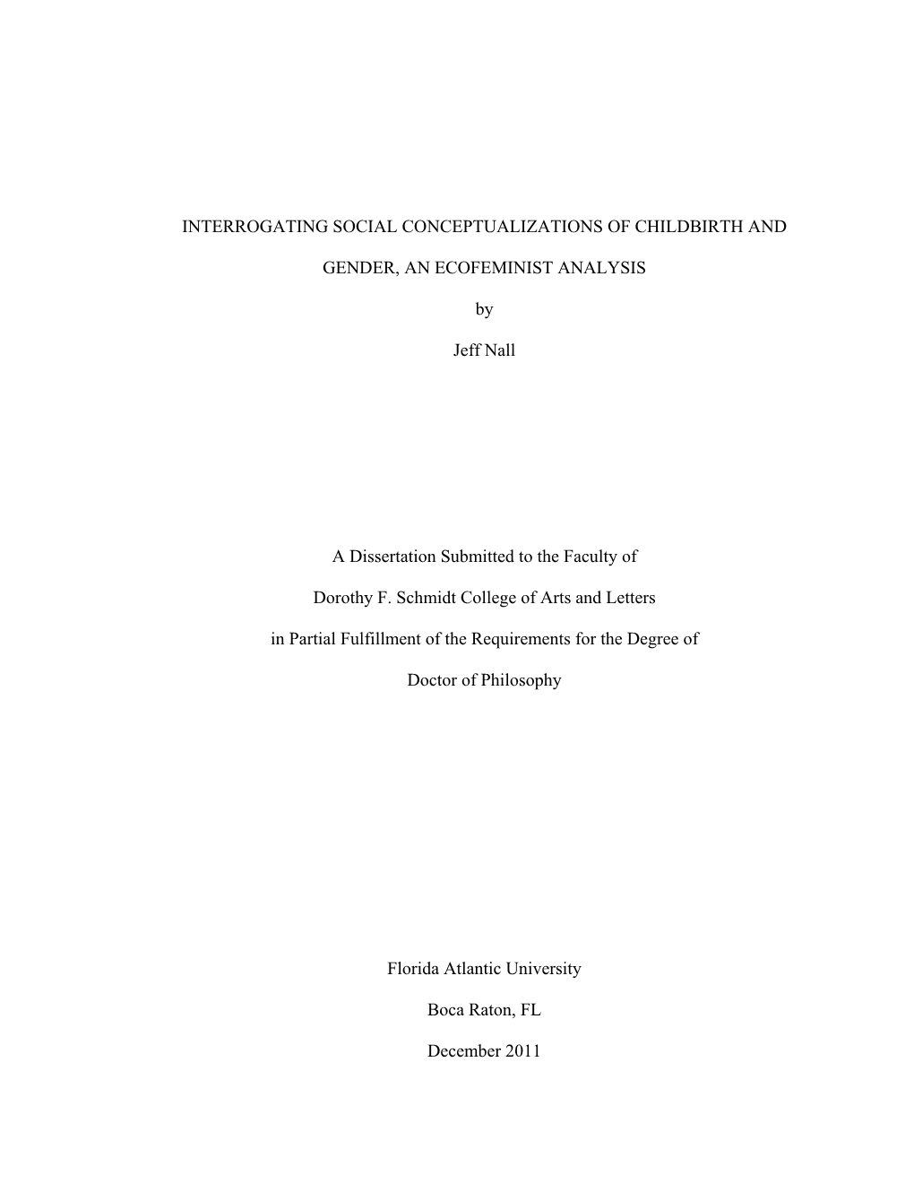 Interrogating Social Conceptualizations of Childbirth and Gender, an Ecofeminist Analysis