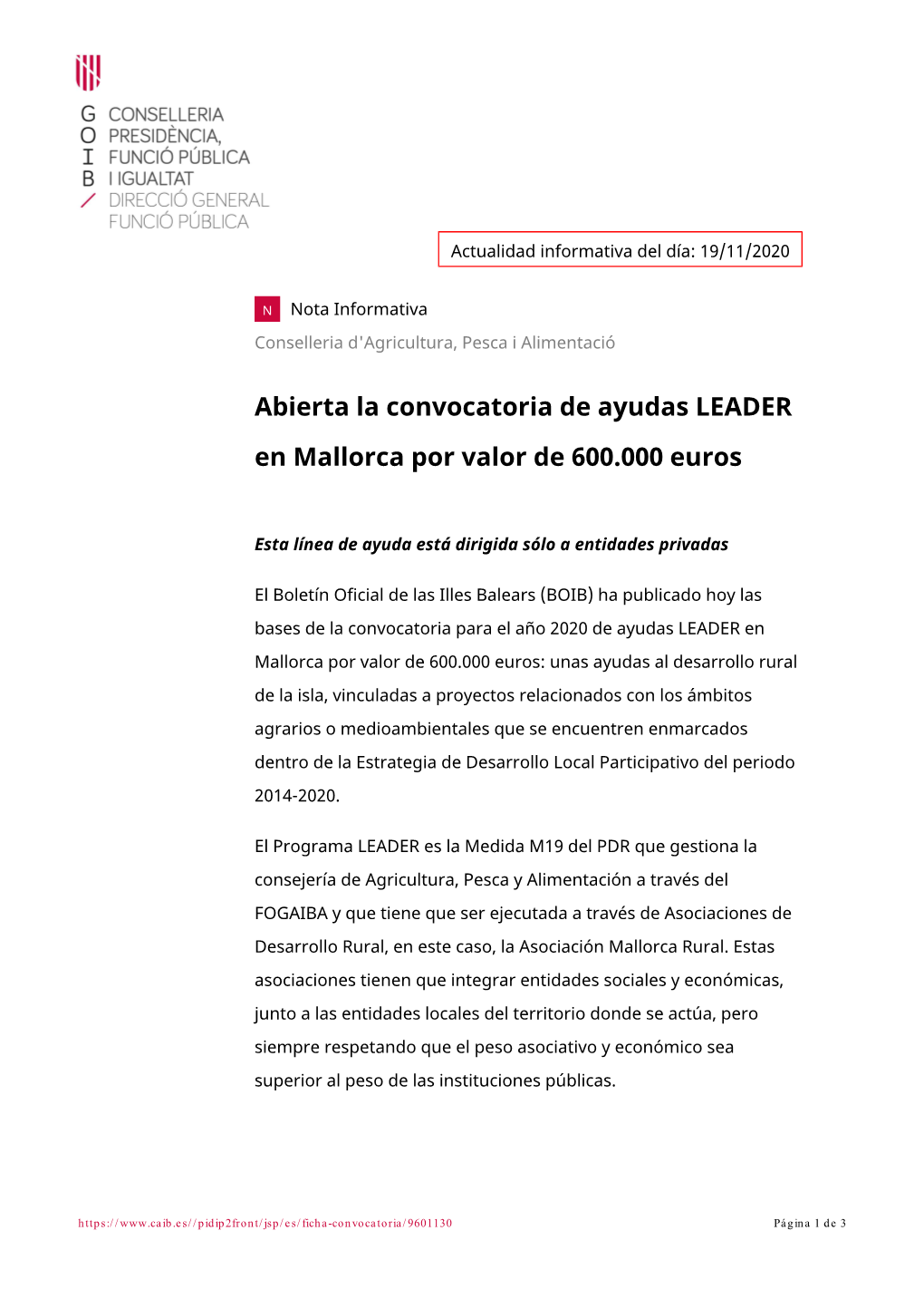 Abierta La Convocatoria De Ayudas LEADER En Mallorca Por Valor De 600.000 Euros