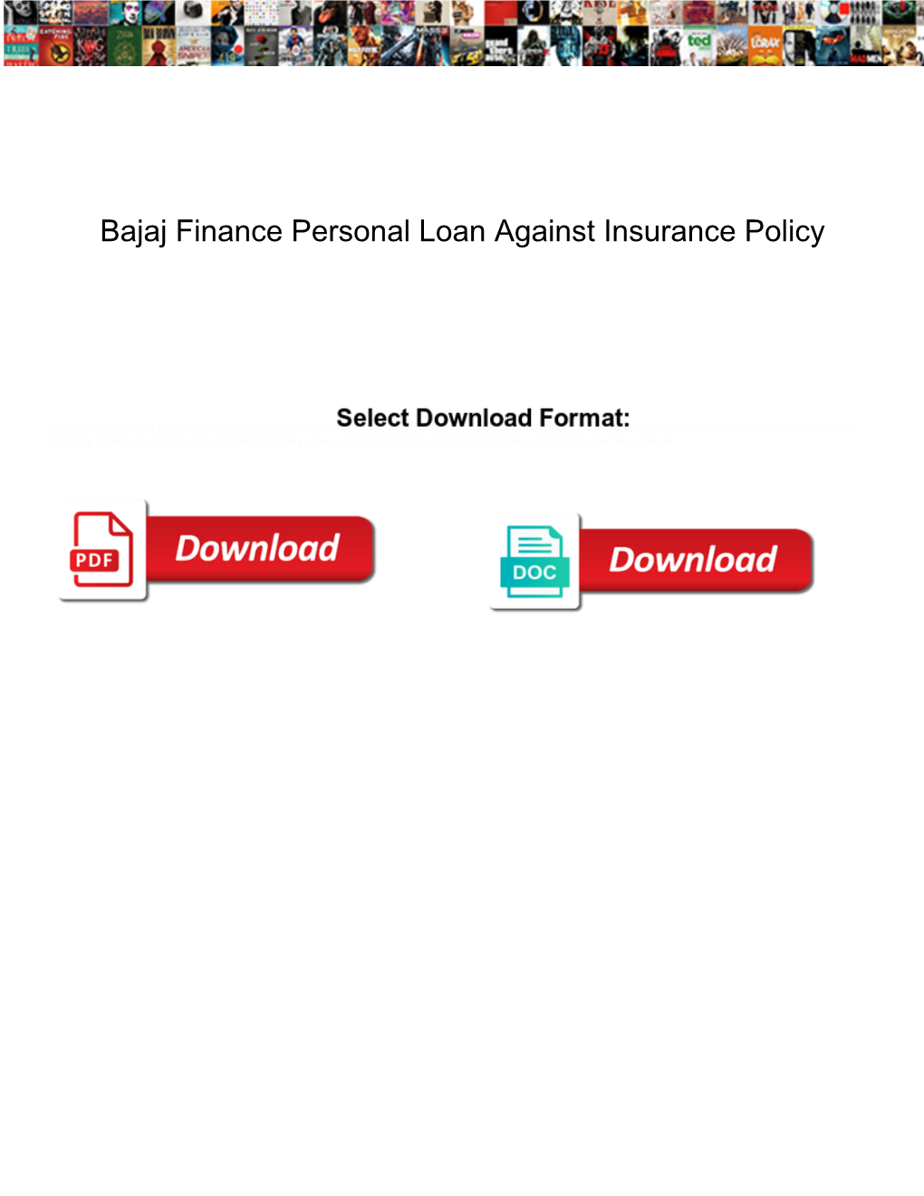 Bajaj Finance Personal Loan Against Insurance Policy