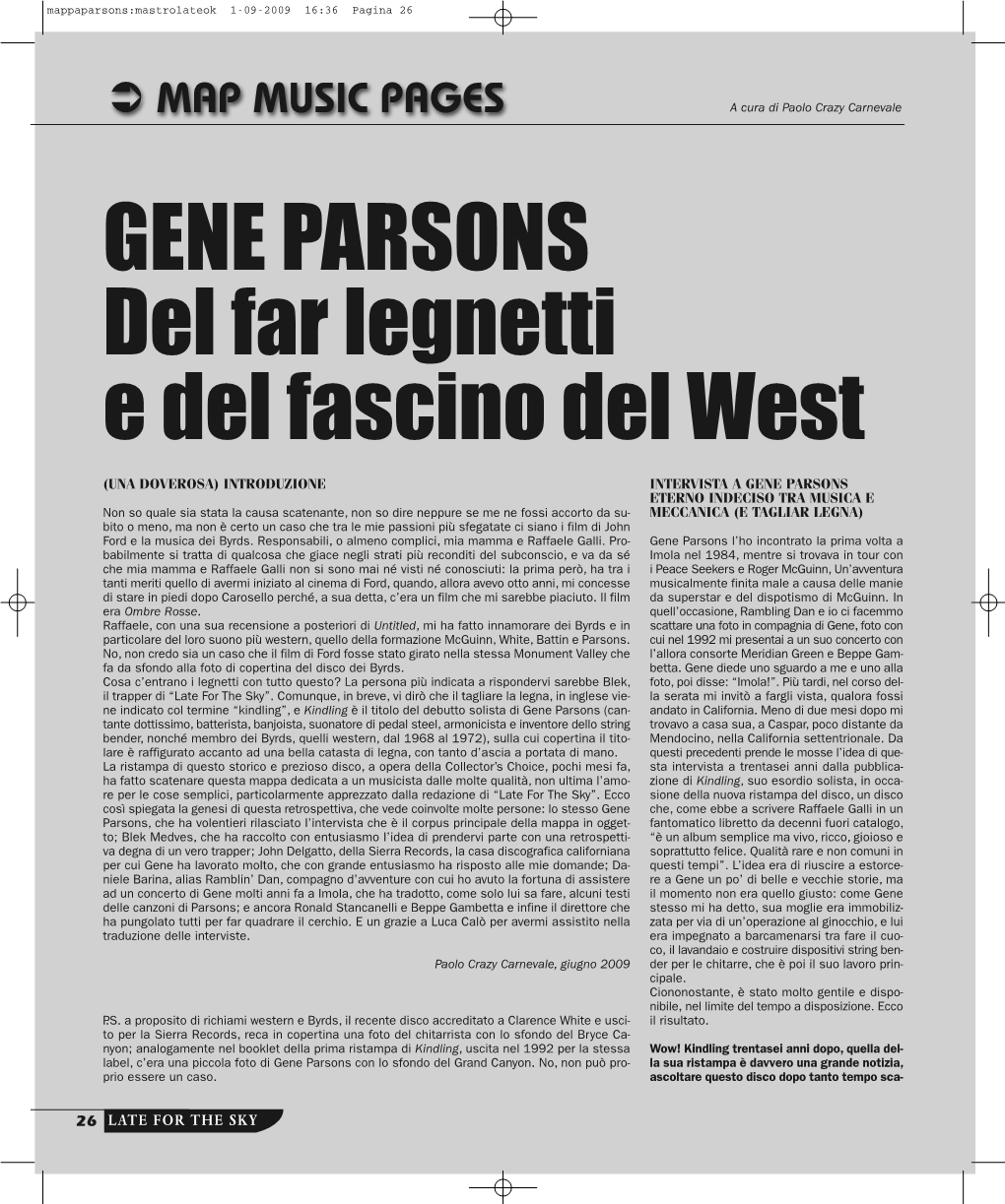 GENE PARSONS Del Far Legnetti E Del Fascino Del West