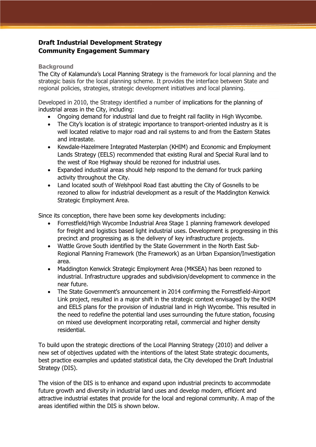 Draft Industrial Development Strategy Community Engagement Summary