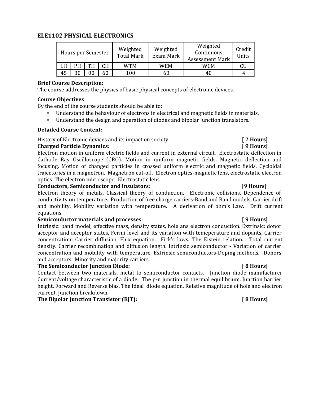 Ele1102 Physical Electronics