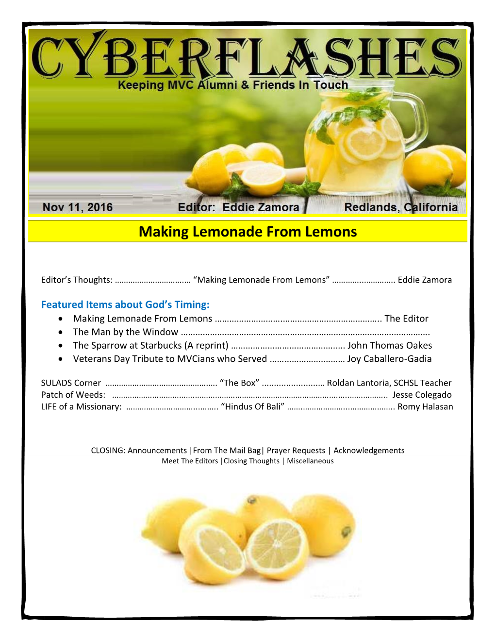 Making Lemonade from Lemons