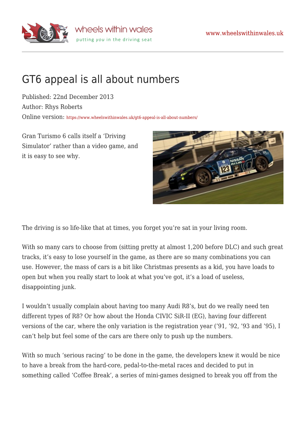 GT6 Appeal Is All About Numbers