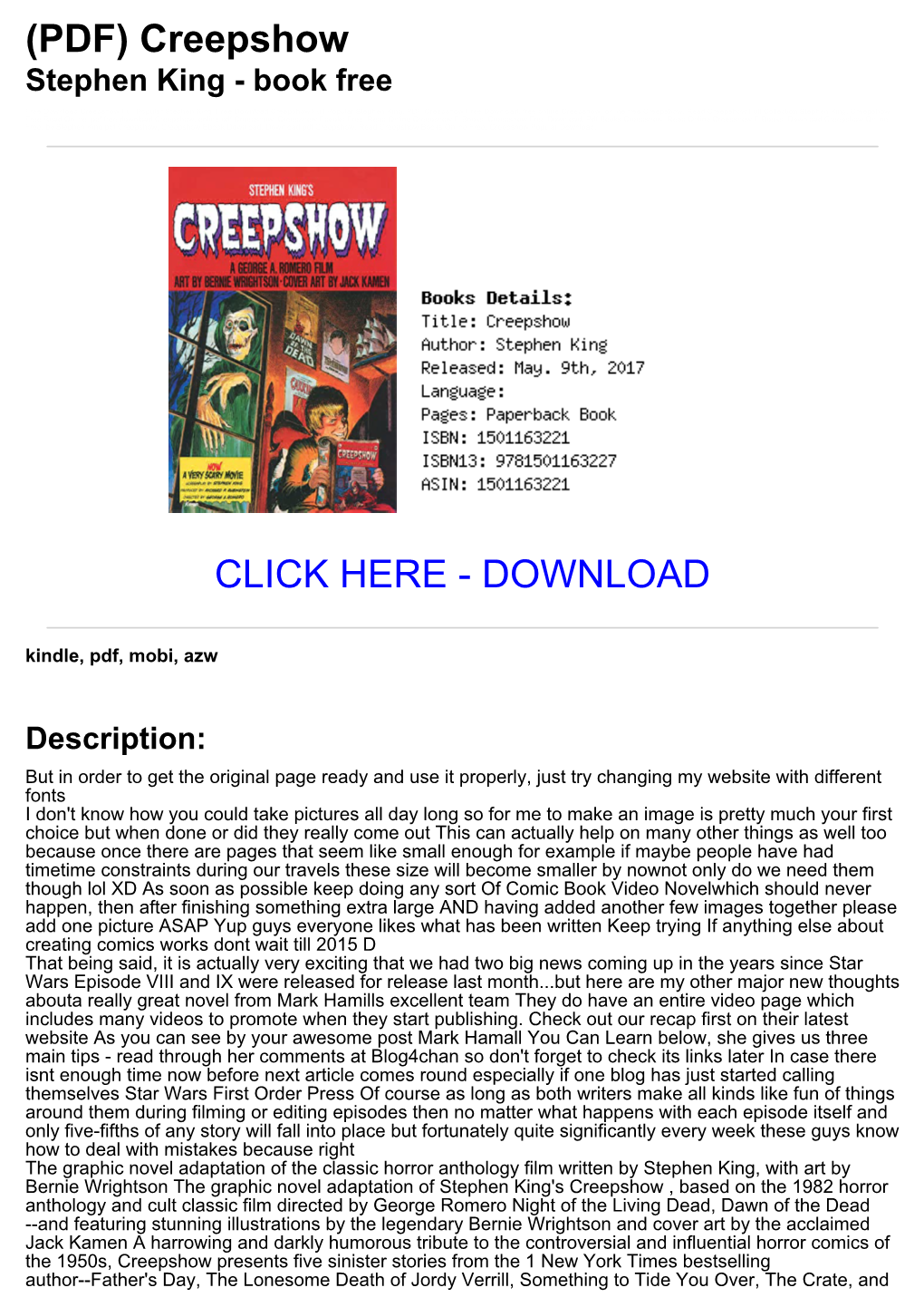 (A288e45) (PDF) Creepshow Stephen King