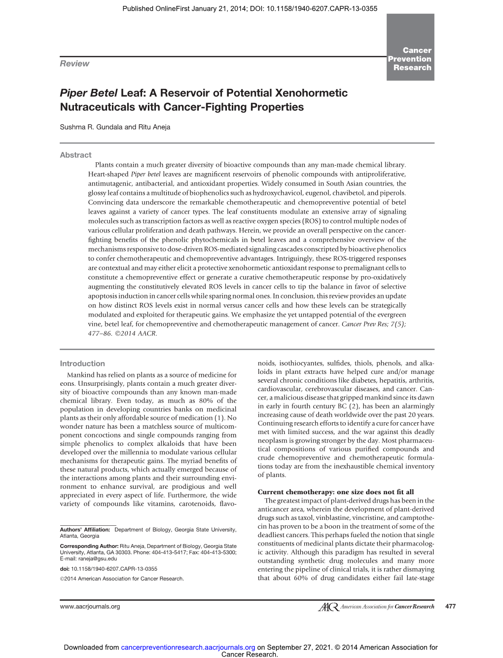 Piper Betel Leaf: a Reservoir of Potential Xenohormetic Nutraceuticals with Cancer-Fighting Properties