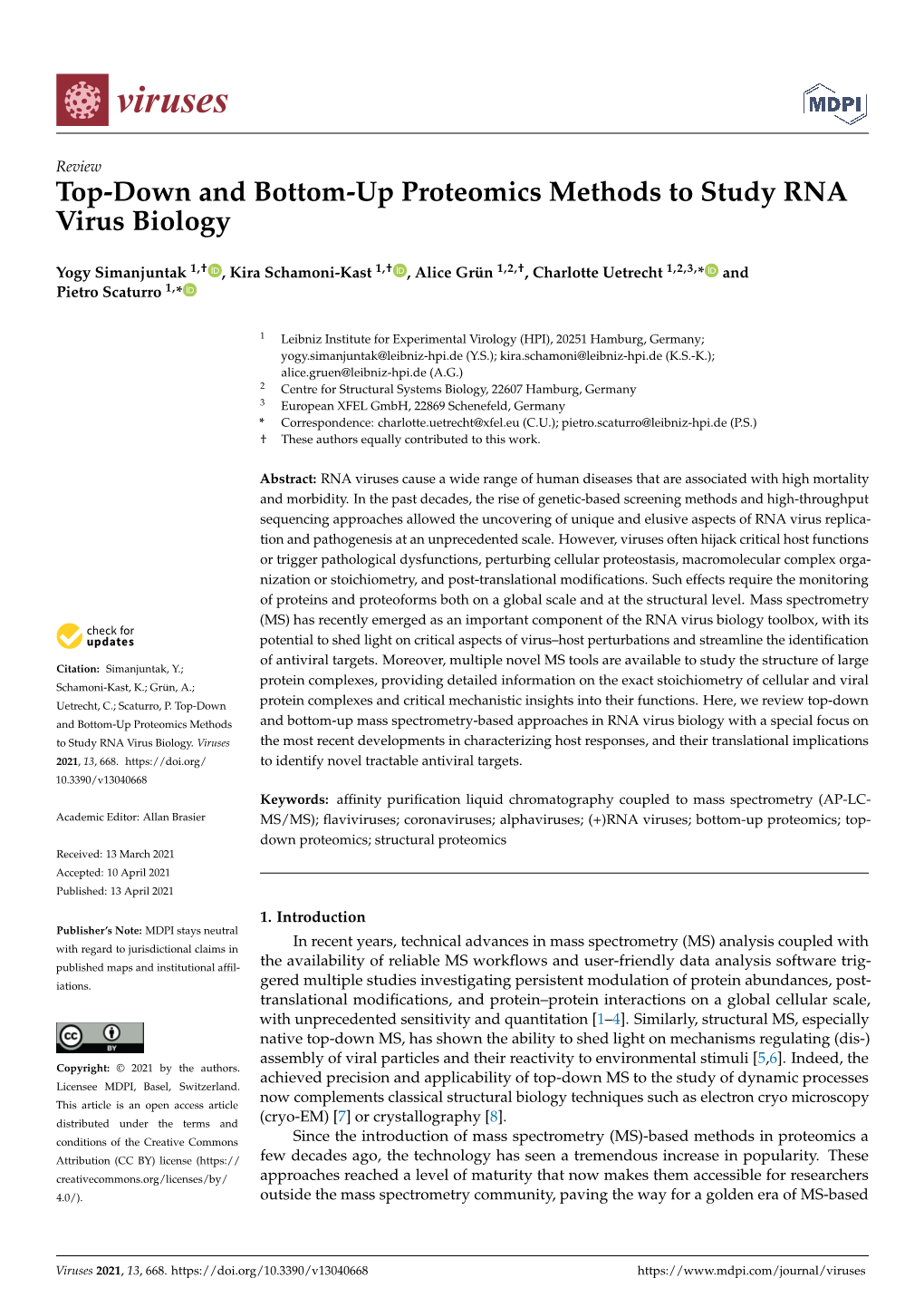 Top-Down and Bottom-Up Proteomics Methods to Study RNA Virus Biology