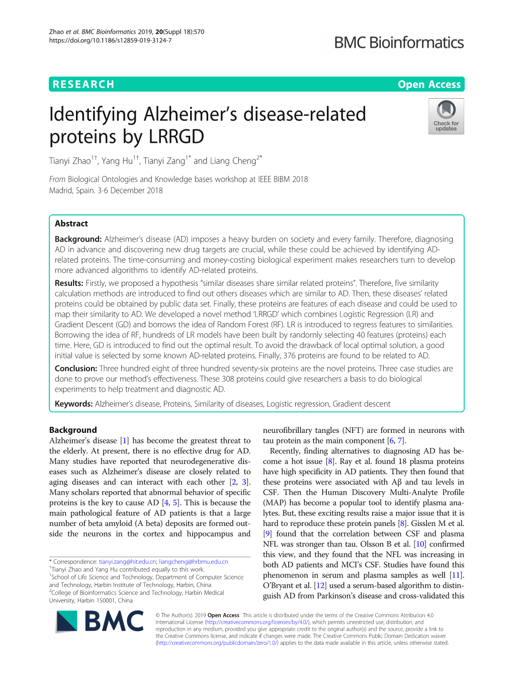 Identifying Alzheimer's Disease-Related Proteins by LRRGD