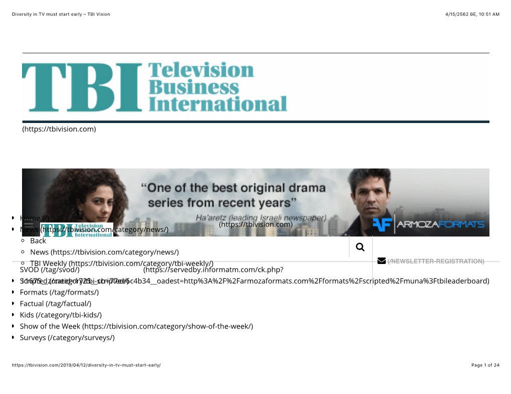 Diversity in TV Must Start Early – TBI Vision 4/15/2562 BE, 10�51 AM
