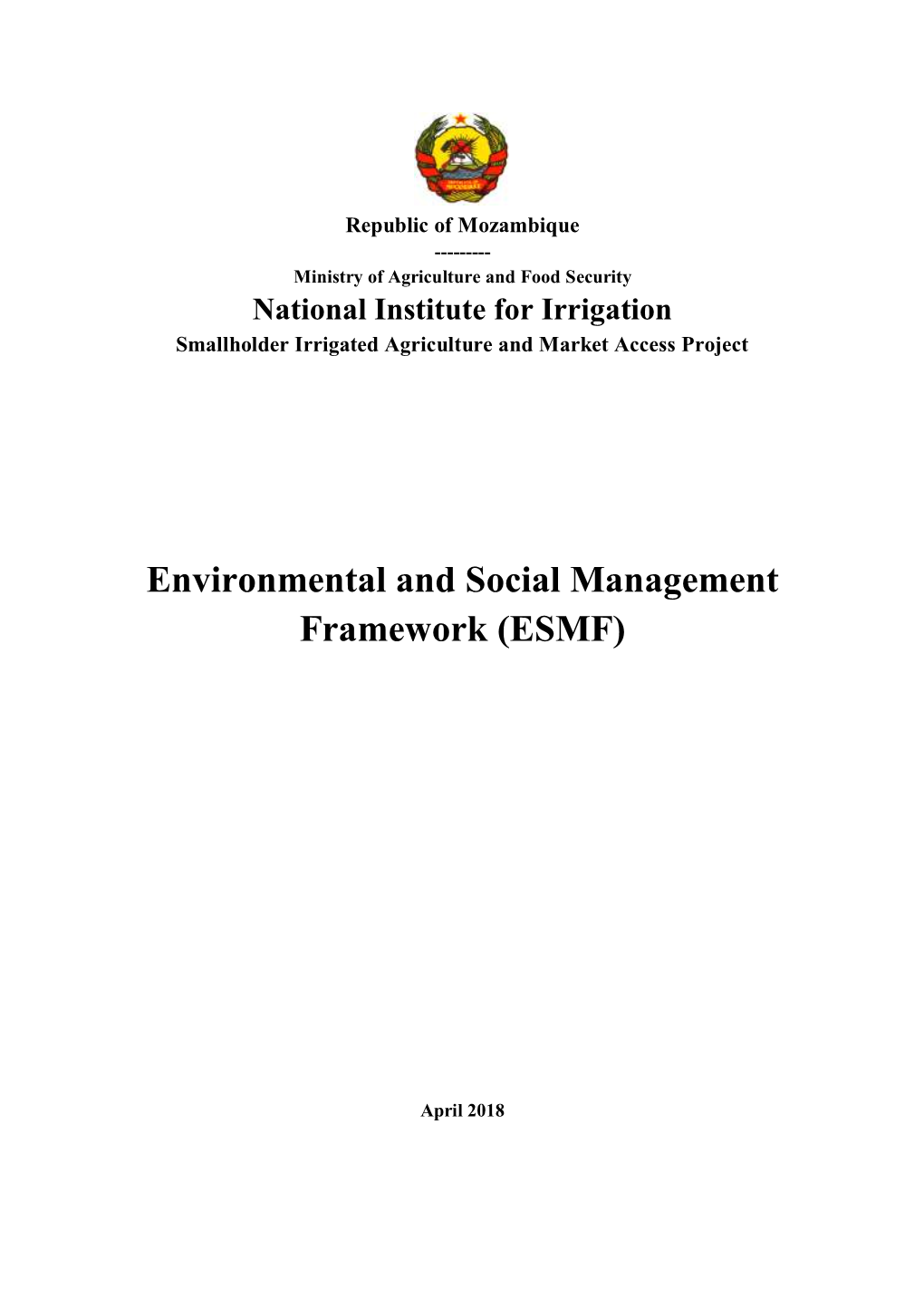 Environmental and Social Management Framework (ESMF)