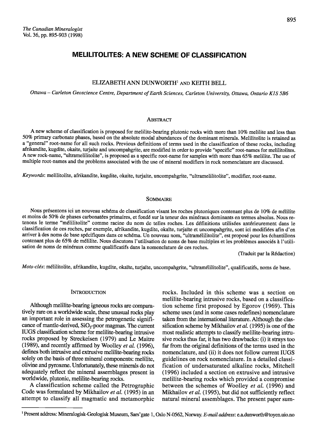 Melilitolites: a New Scheme of Classification 897