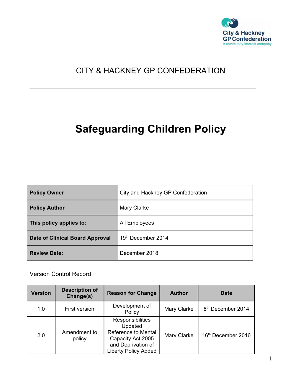 Safeguarding Children Policy