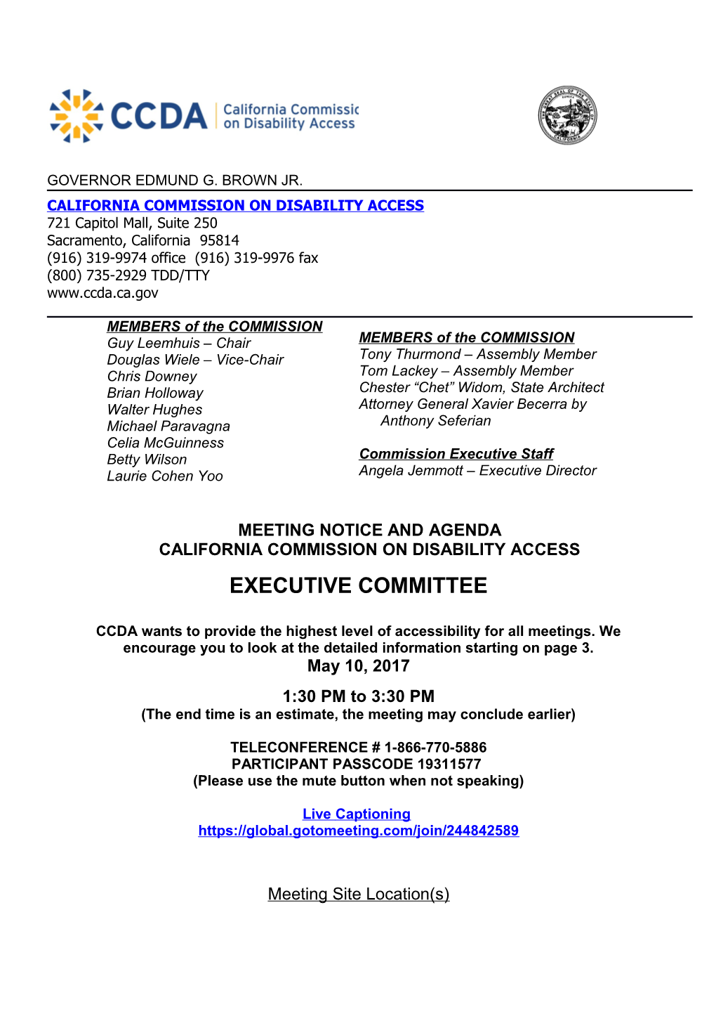 Meeting Notice and Agenda