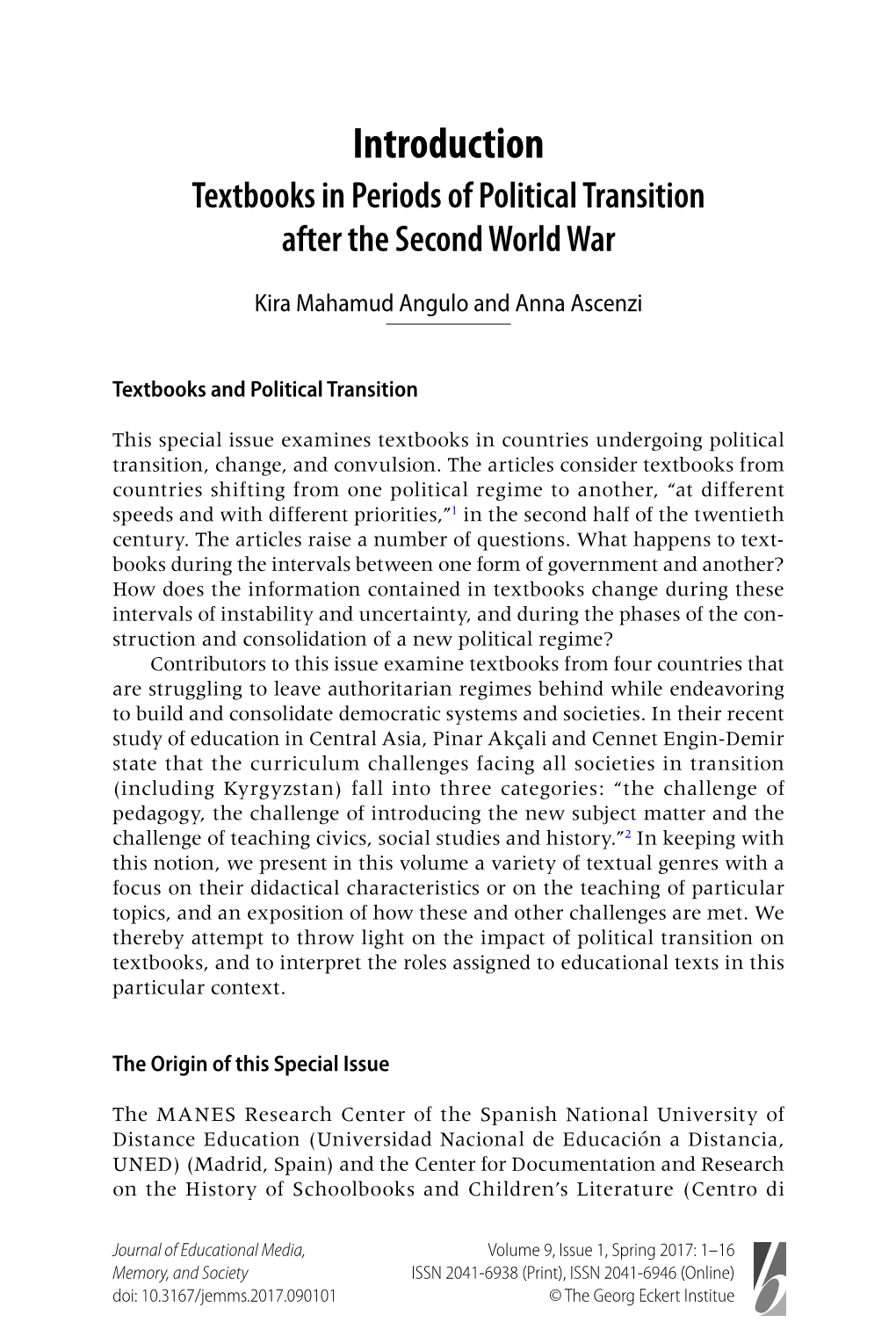 Textbooks in Periods of Political Transition After the Second World War