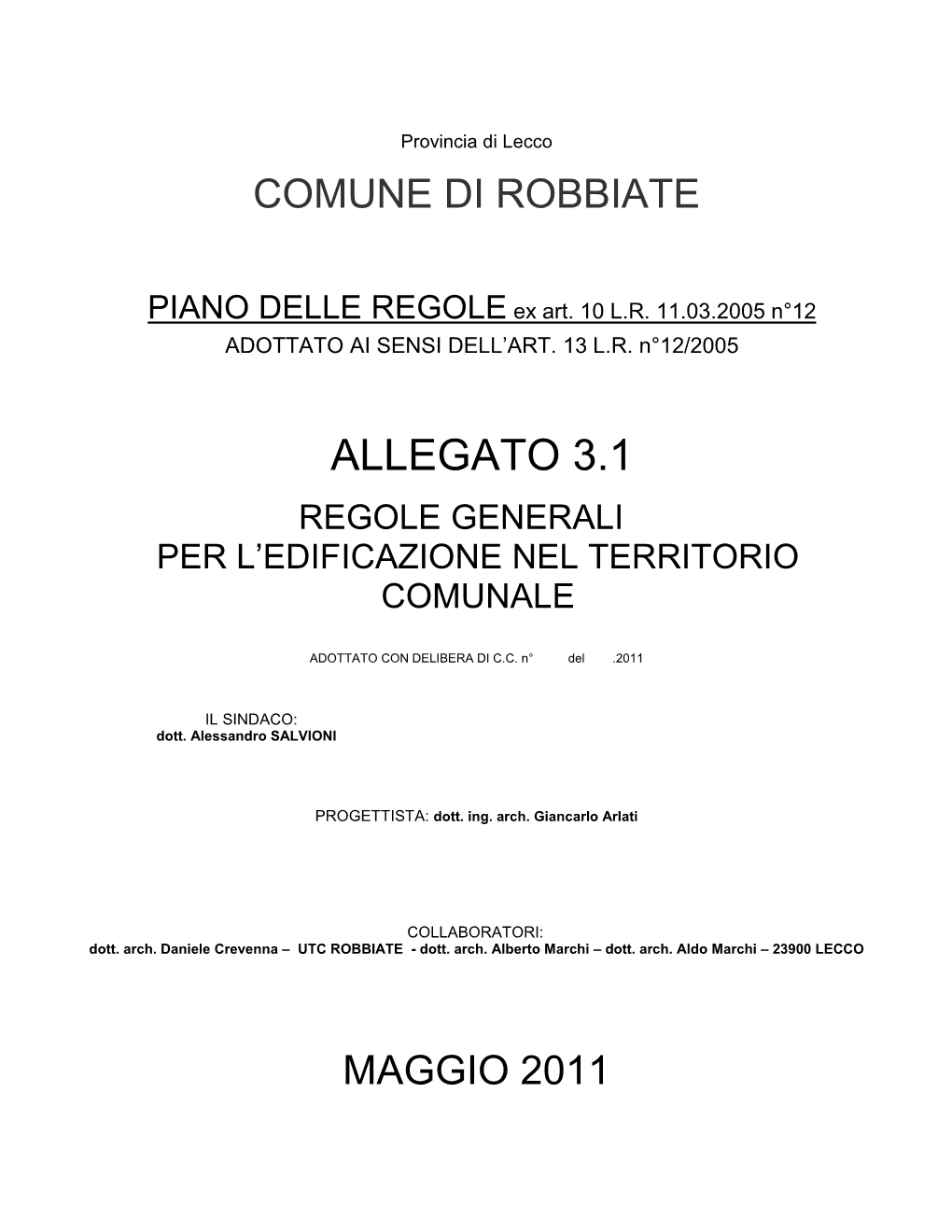 Piano Delle Regole Regole Generali Per L