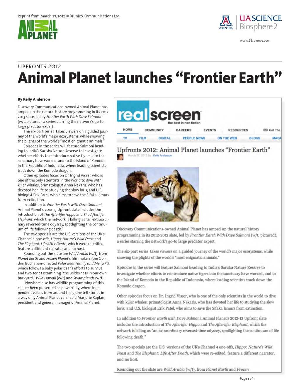 Animal Planet Launches “Frontier Earth”