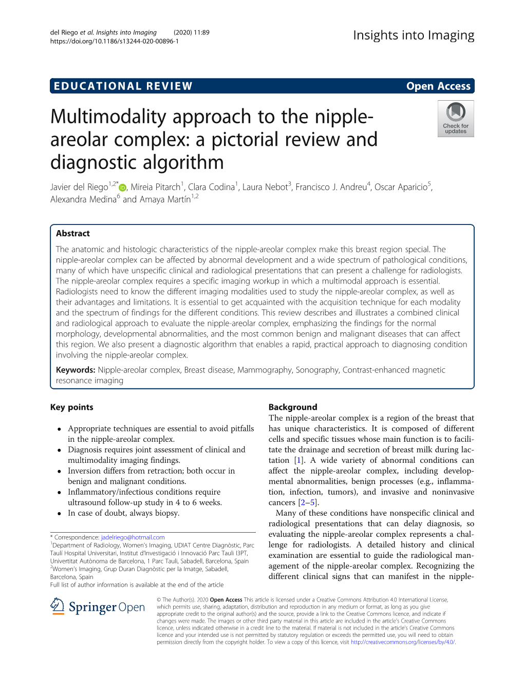 Multimodality Approach to the Nipple-Areolar Complex