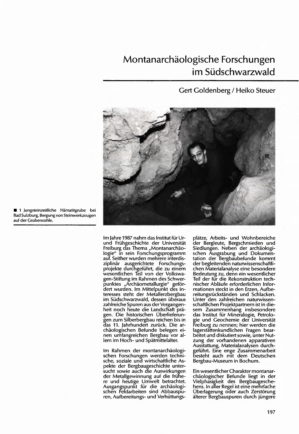 Montanarchäologische Forschungen Im Südschwarzwald Gert