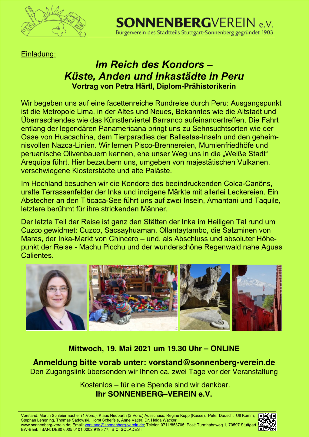 Im Reich Des Kondors – Küste, Anden Und Inkastädte in Peru Vortrag Von Petra Härtl, Diplom-Prähistorikerin