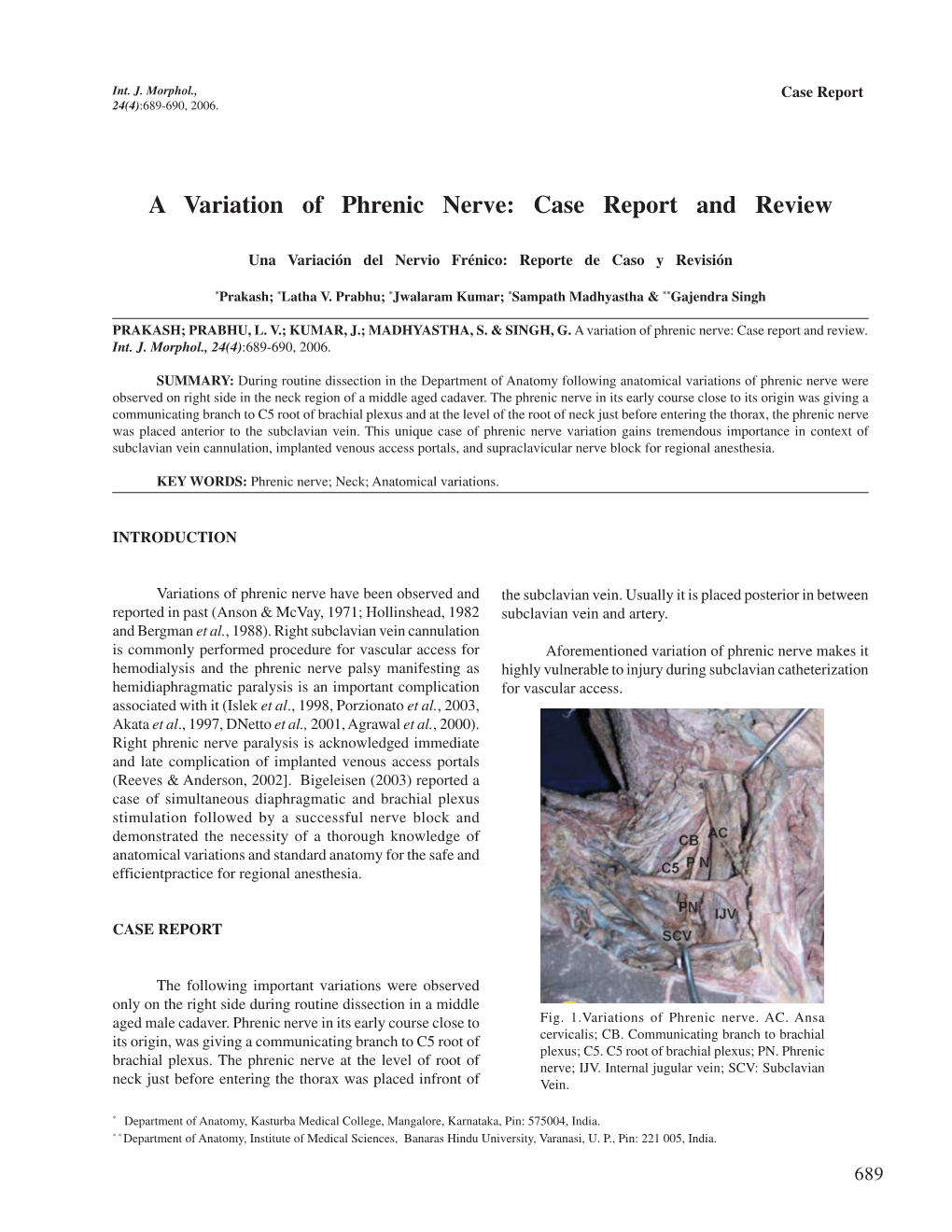 A Variation of Phrenic Nerve: Case Report and Review