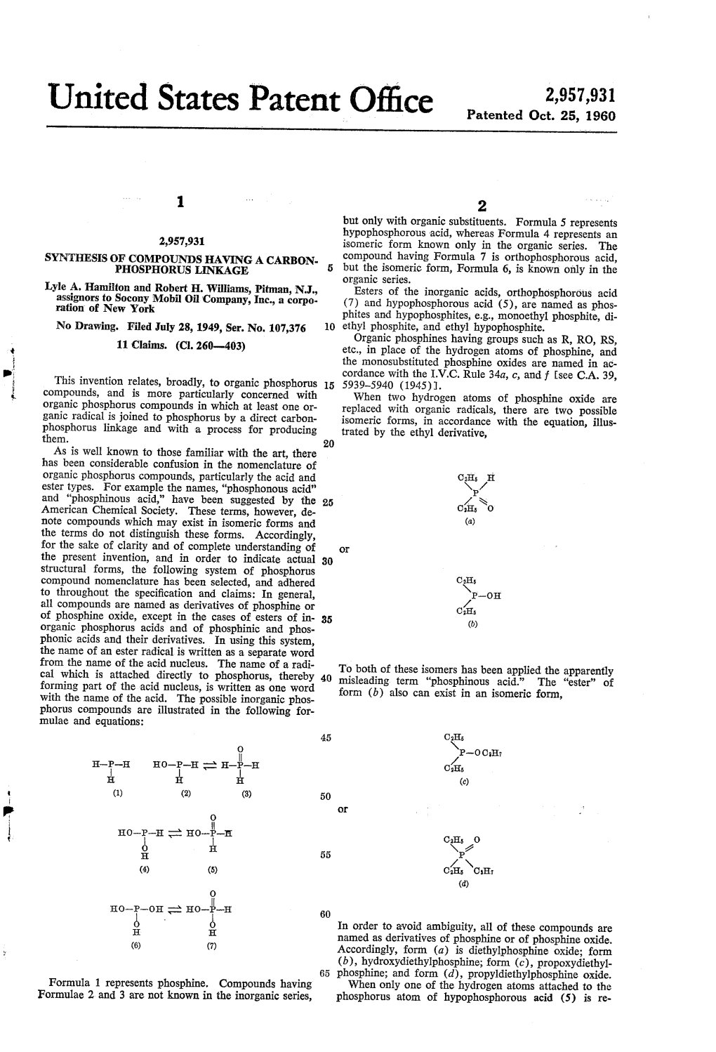 United States Patent Office Patented Oct