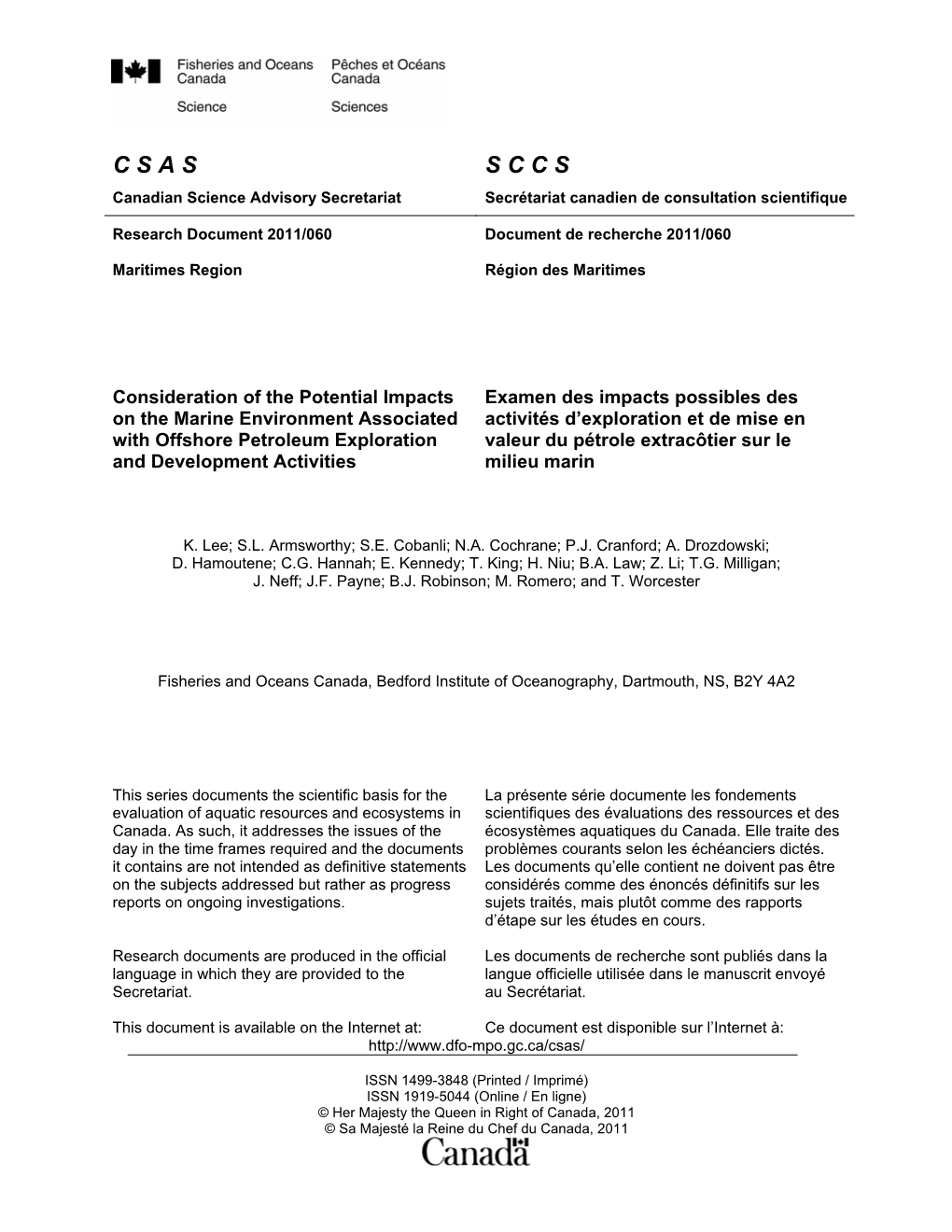 Consideration of the Potential Impacts on the Marine Environment Associated with Offshore Petroleum Exploration and Development Activities