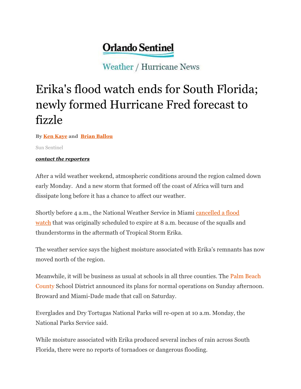 Newly Formed Hurricane Fred Forecast to Fizzle