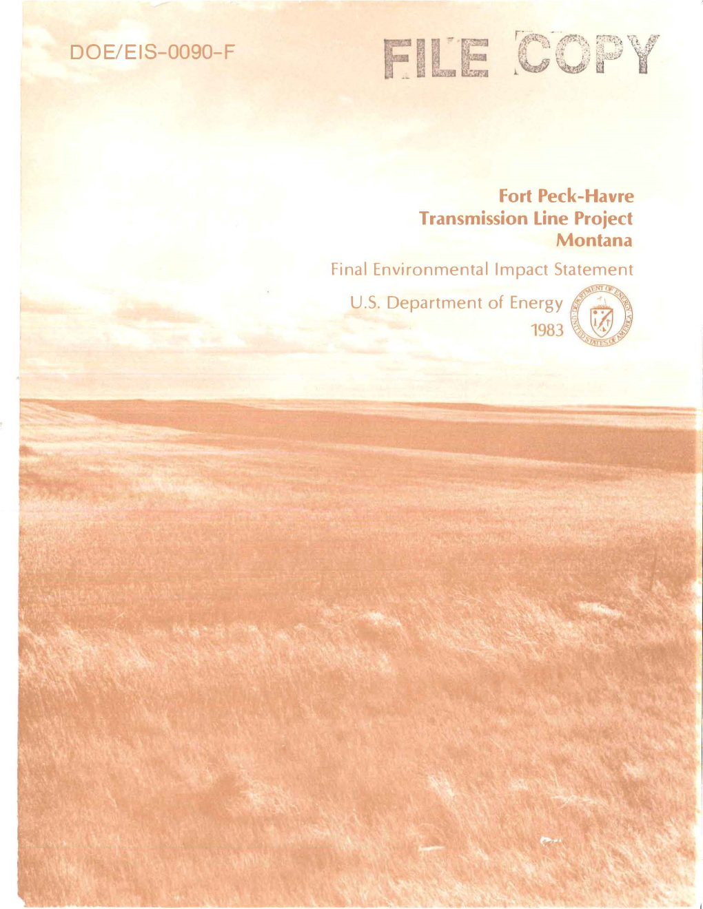 Rt Peck-Havre Transmission Line Project Montana Final Environmental Impact Statement U.S