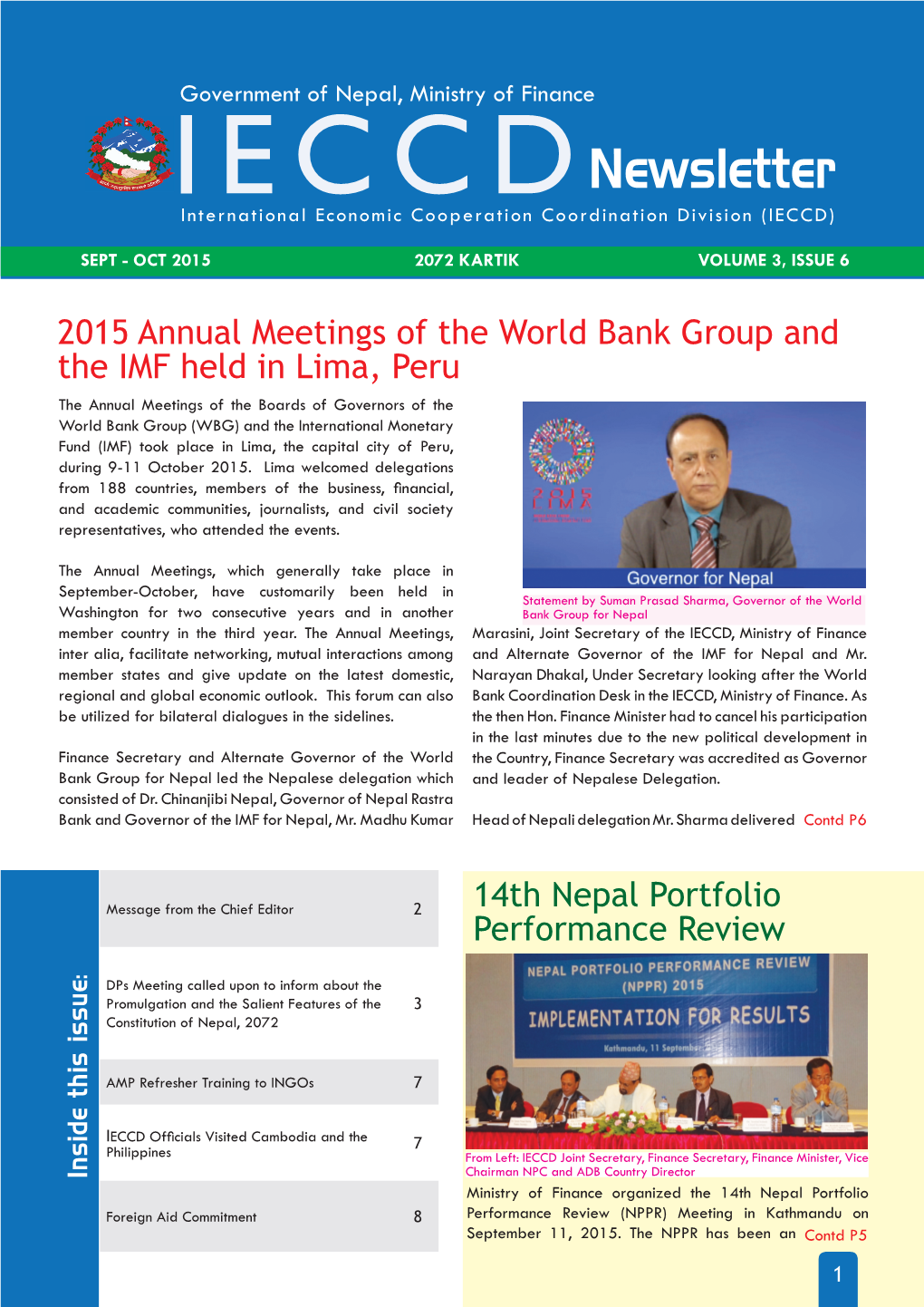 IECCD Newsletter International Economic Cooperation Coordination Division (IECCD)