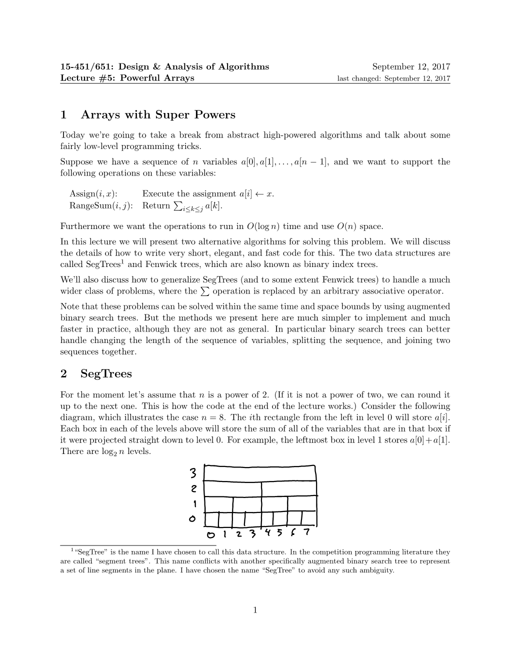 1 Arrays with Super Powers 2 Segtrees