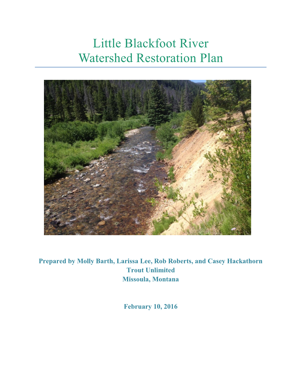 Little Blackfoot River Watershed Restoration Plan