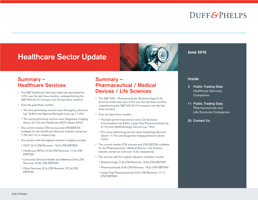 Duff & Phelps Healthcare Sector Update