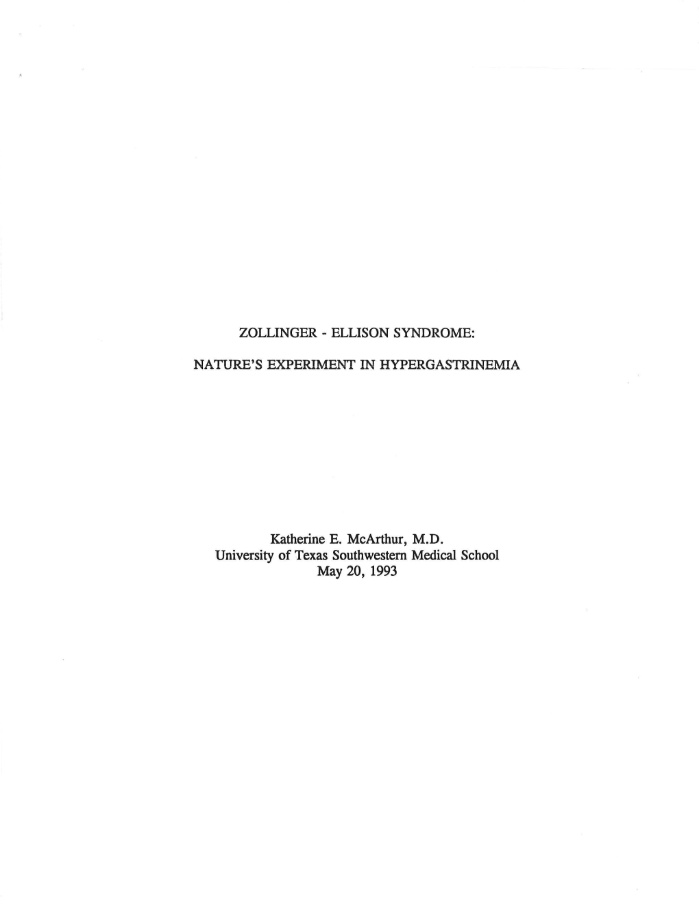 Zollinger - Ellison Syndrome