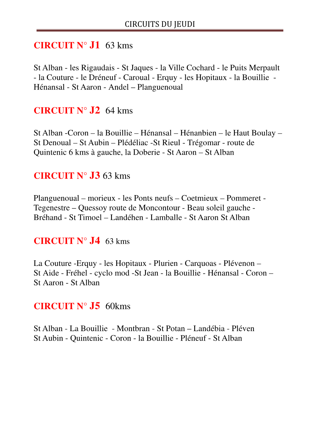 Circuits Jeudi 2018