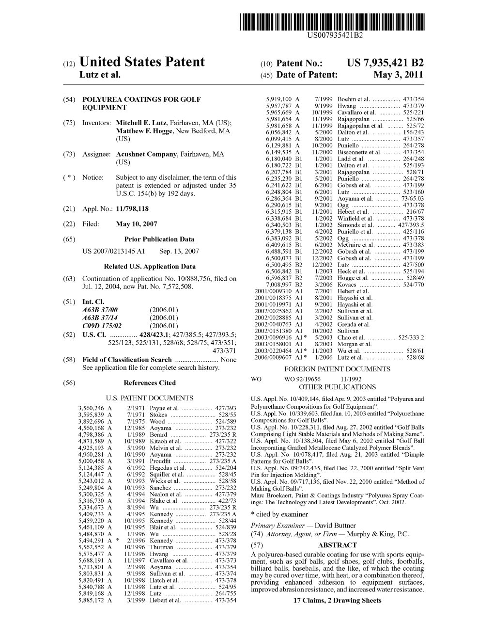 (12) United States Patent (10) Patent No.: US 7,935,421 B2