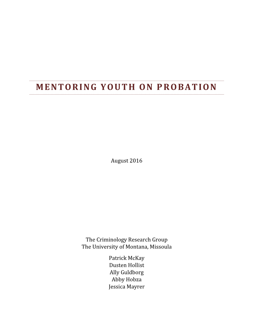 Mentoring Youth on Probation