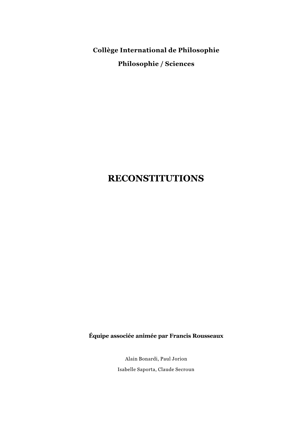 Reconstitutions