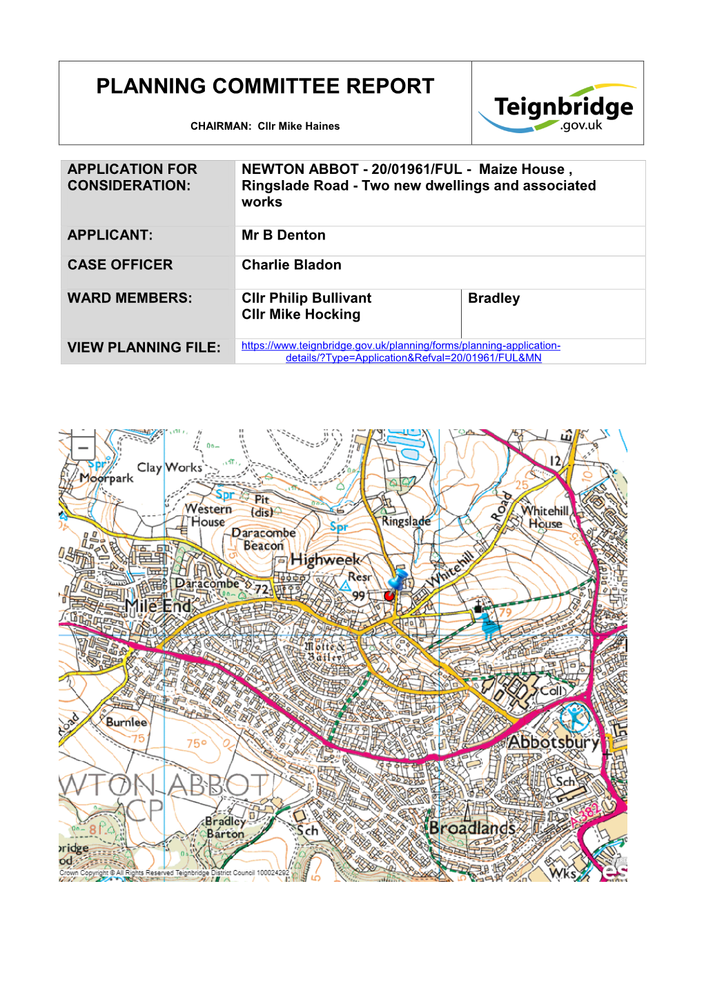 20/01961/FUL - Maize House , CONSIDERATION: Ringslade Road - Two New Dwellings and Associated Works