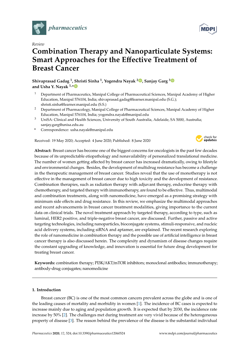 Smart Approaches for the Effective Treatment of Breast Cancer