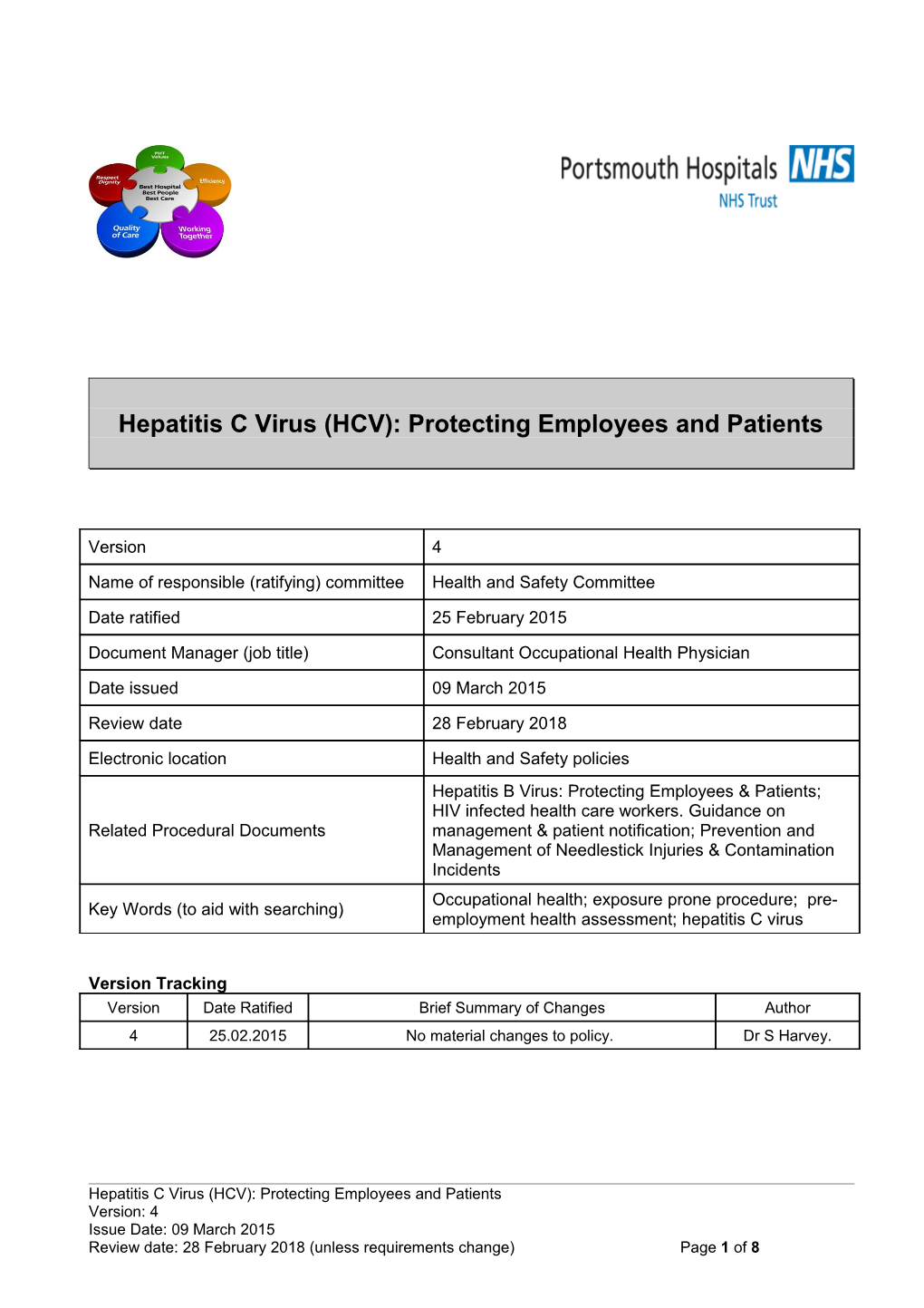 Hepatitis C Virus (HCV): Protecting Employees and Patients