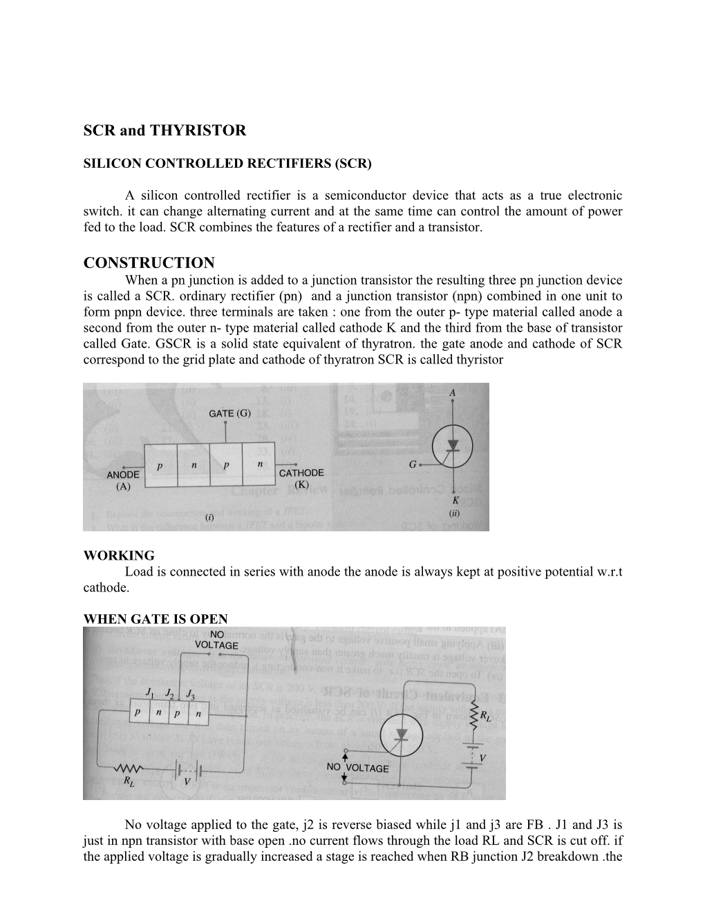 SCR and THYRISTOR CONSTRUCTION